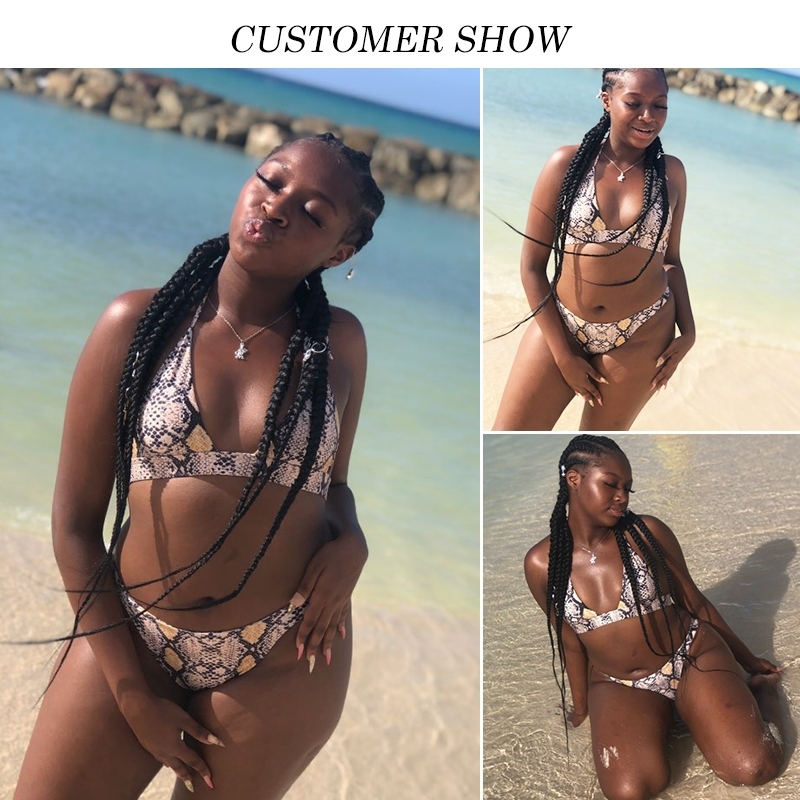 

In-X Micro Sexy snake print swimsuit female High cut bikini set Halter swimwear women String bathing suit Beach wear Y200319, 1872-3