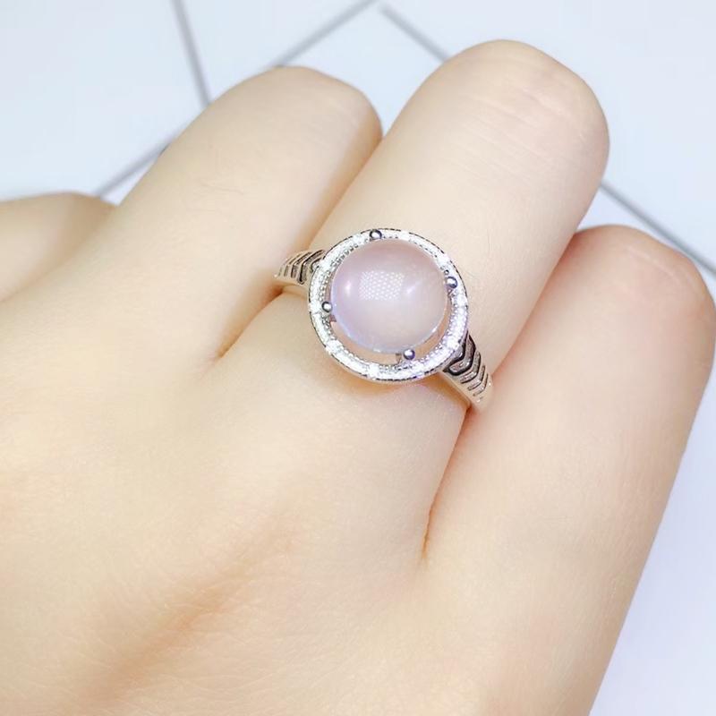 

Cluster Rings Per Jewelry Men Ring Natural Real Rose Quartz Round Style 11ct Big Gemstone 925 Sterling Silver T20233, Golden;silver