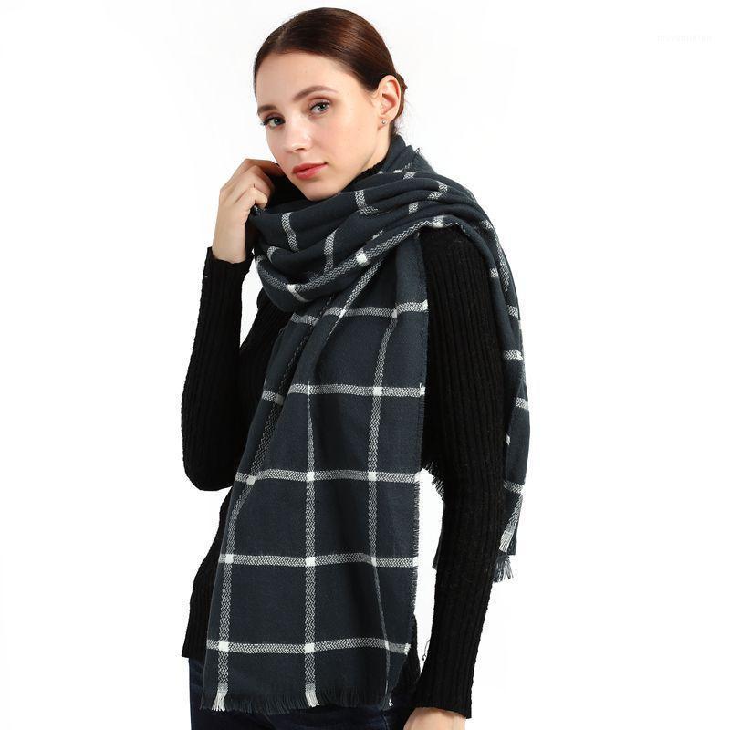 

Winter Fashion Plaid Cashmere Scarf For Women Warm Long Shawl Wraps 60*180cm Luxury Black Beige Neck Scarves For Ladies1