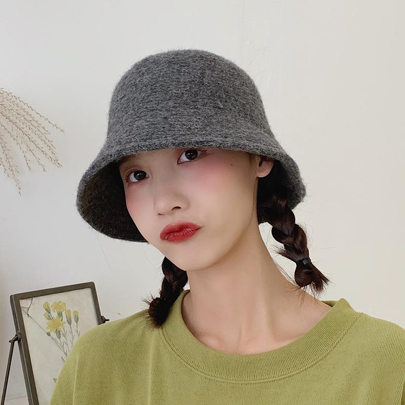 

Wide Brim Hats Spring Autumn Bucket Hat Women Wool Fisherman Vintage Knitting Basin Present, Color6