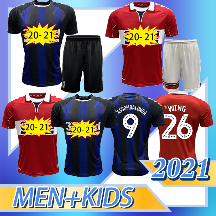 

2020 MIDDLESBROUGH Soccer jersey 20 21 Ashley Michael Fletcher 11 FLINT 24 WING 26 ASSOMBALONGA 9 home away men+kids kit Football Shirts, Home suit