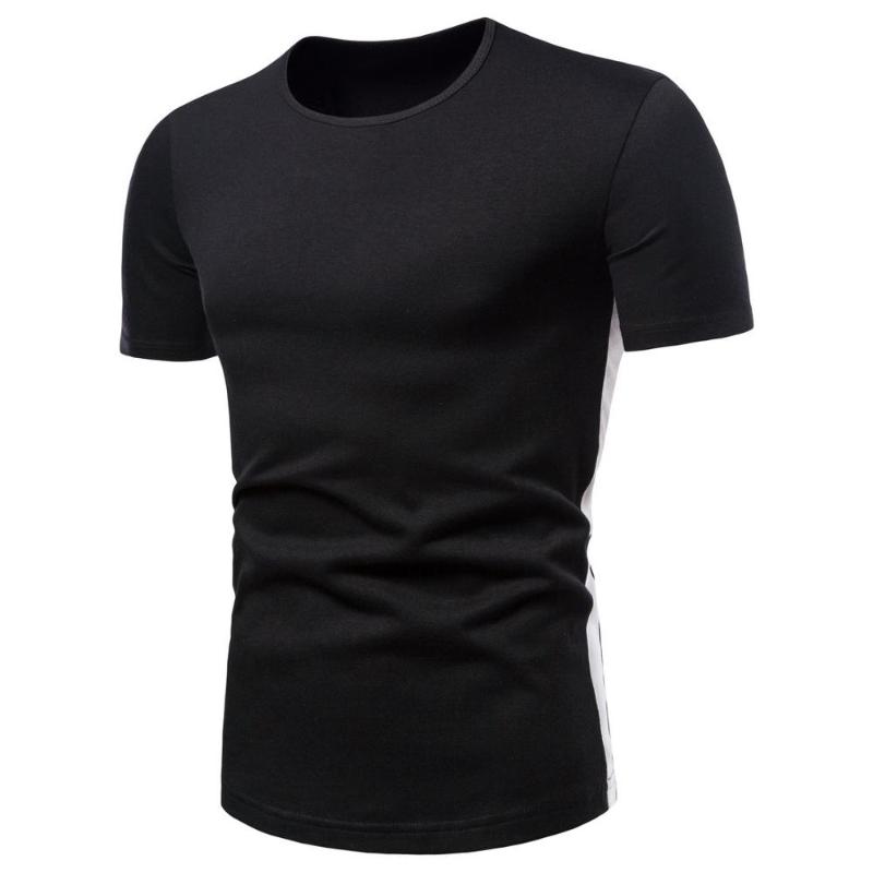 

iSurvivor 2020 summer new large size short-sleeved T-shirt men's round neck bottoming solid color shirt, Black