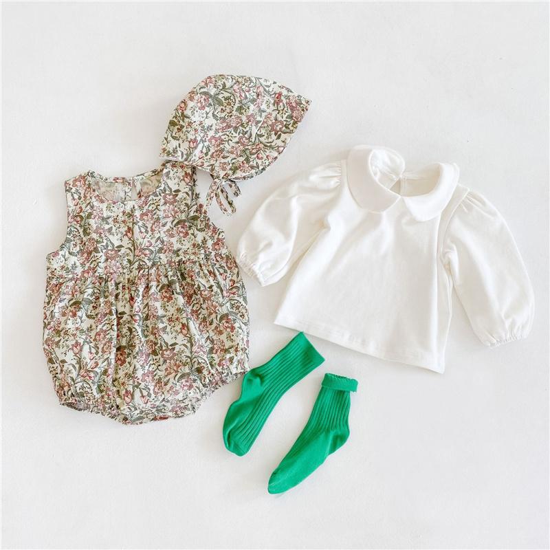 

Jumpsuits Baby Girl Clothes 3 Piece Born Romper For Girls + Hat Blouse Inafnt One, Blue