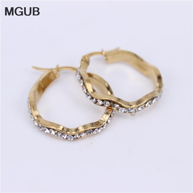 

Hot Sale Multiple size Rhinestone Earrings For Women Statement Gold Color Round Circle Hoop Earring Party Gift LH7751