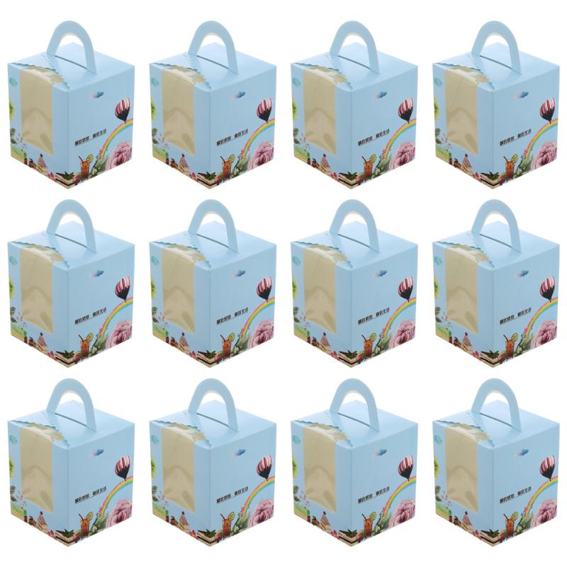 

25Pcs Lovely Cupcake Package Box Muffin Boxes Portable Cake Box with Tray