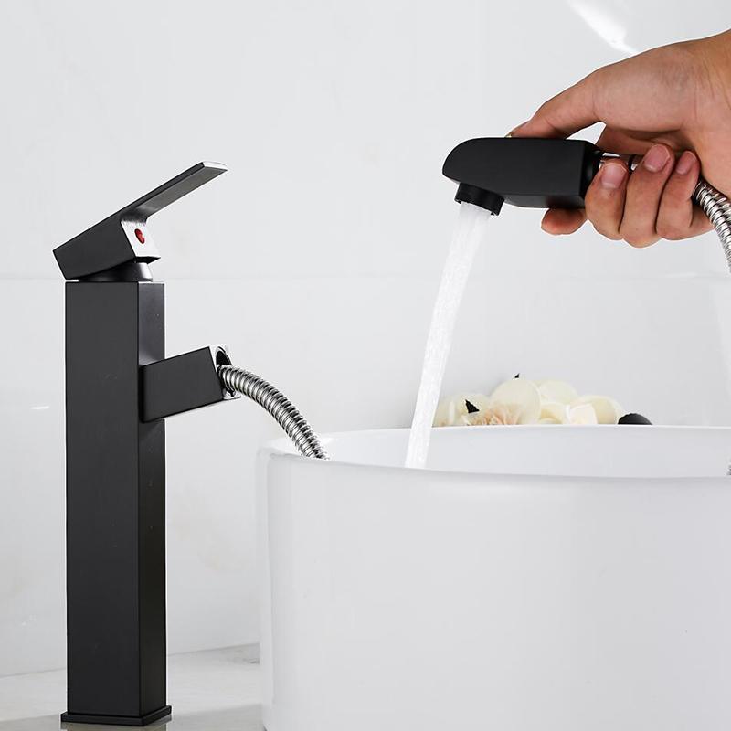 

black Kitchen Faucet Bathroom Basin Faucet Single Handle Single Hole Mixer Tap Deck Mounted Hot And Cold Tap Sink Brass