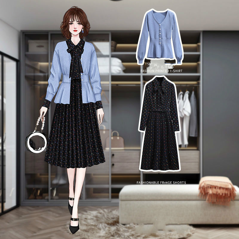 

spring 2021 New single-breasted mesh cardigan loose jacket fashion polka dot bowknot dressed in two more size suit parts  y 470 1U57