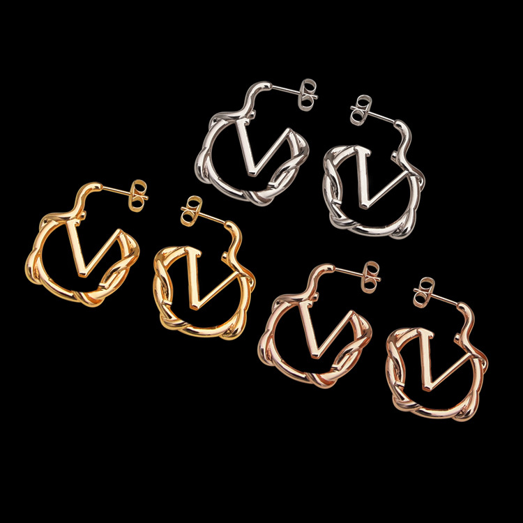 

New Arrival Size Earrings Stainless Steel Earrings Classic Design Unique Pendant Hoop Gold Plated ear Studs For Women Party Gifts Wholesale