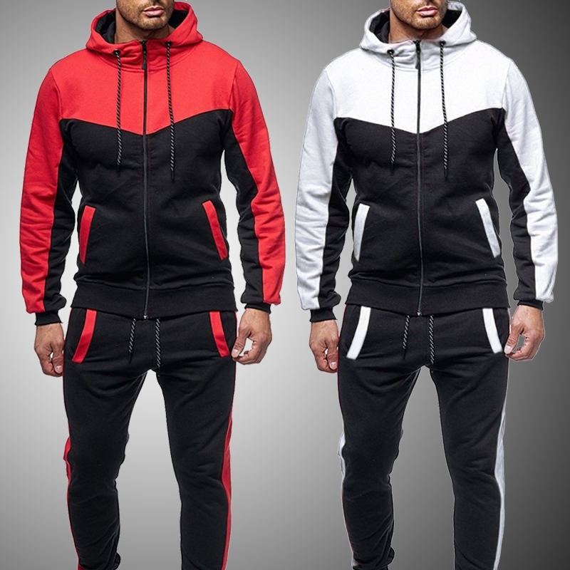 

New Tracksuit Men Spring Autumn Sweat Suits Men Fashion Patchwork Sweatshirts Sweatpants Sport Suit Male Casual Jogger Set 201202, Fk067 dark grey