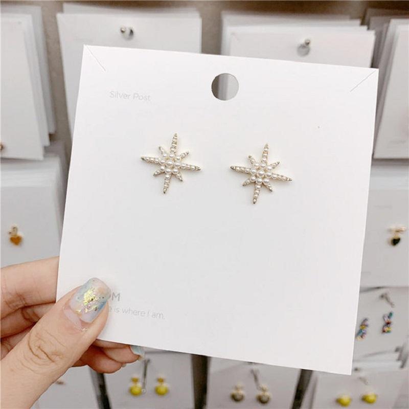 

2020 New Fahion Women's Earrings Fine Simple Pearl Eight Star Earrings for Women Bijoux Korean Girl Party Jewelry Gift Wholesale