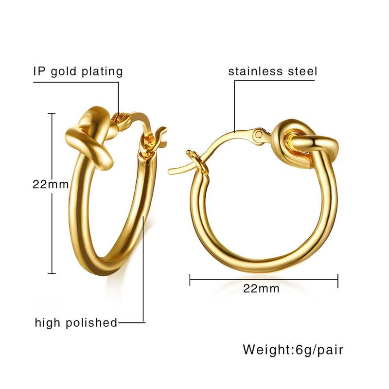 

QWC arrival CHN11 fashion jewelry birthday gift gold black color with stone big 22mm size U Simple titanium steel earring