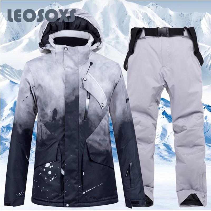 

Ski Suit Women Winter Outdoor Single Double Snowboard Waterproof Warm Thickened Breathable Snow Ski Set For Men And Women 4XL, Gray jacket