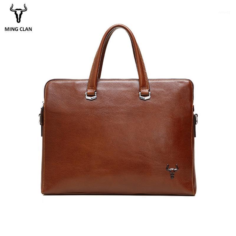 

Mingclan Men Leather Document Briefcase Bags Business Laptop Tote Office Bag Men's Crossbody Shoulder Bag Messenger Travel Bags1, Brown