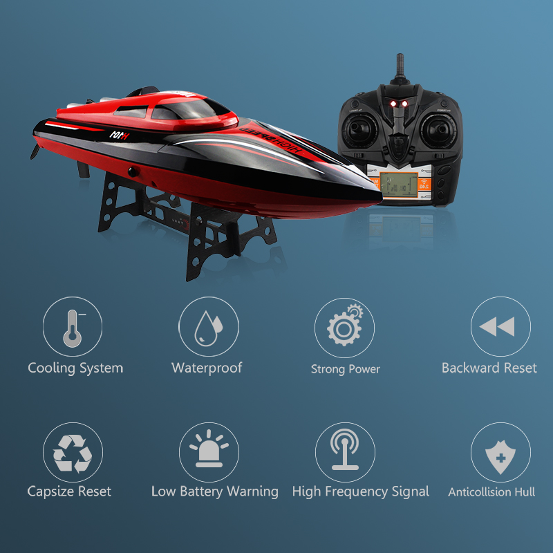 

2.4G 35km/h High Speed Racing Yacht Remote Control Ship Mosquito Craft Water Cooled Speedboat Hobby Toys For Children, Red