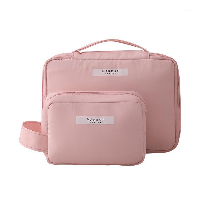 

Hot Sale Women Mesh Zipper cosmetic bag makeup bags travel organizer Portable Toiletry Kit makeup bags1, Pink