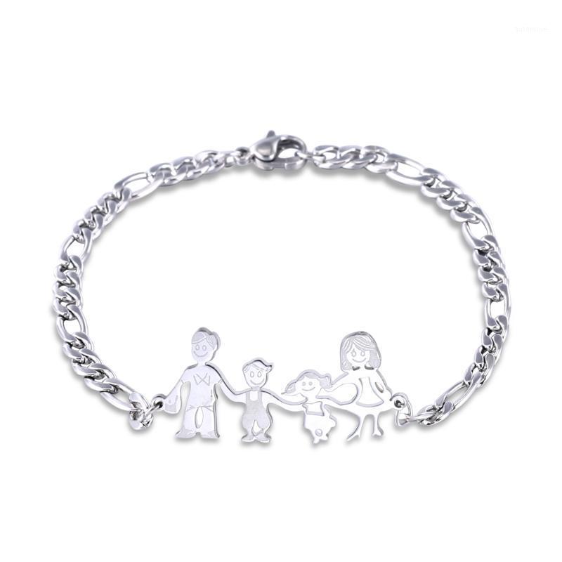 

Fashion Stainless Steel Figure Charm Family Bracelets With Mom Dad Girl Boy Women Charm Adjustable silver Bracelets Kids Gift1