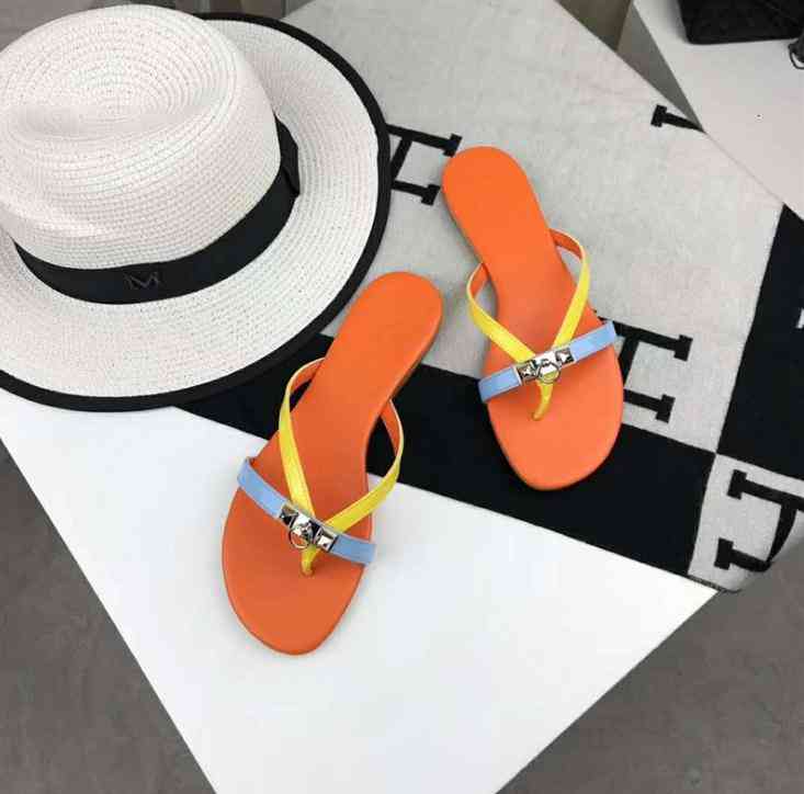 

Slippers Box] [With H Designers Rubber Bottom Sandals Women Fashion Leather Flip Flops Beach Casual Slipper 35-40 5PG3, 2# shoe box