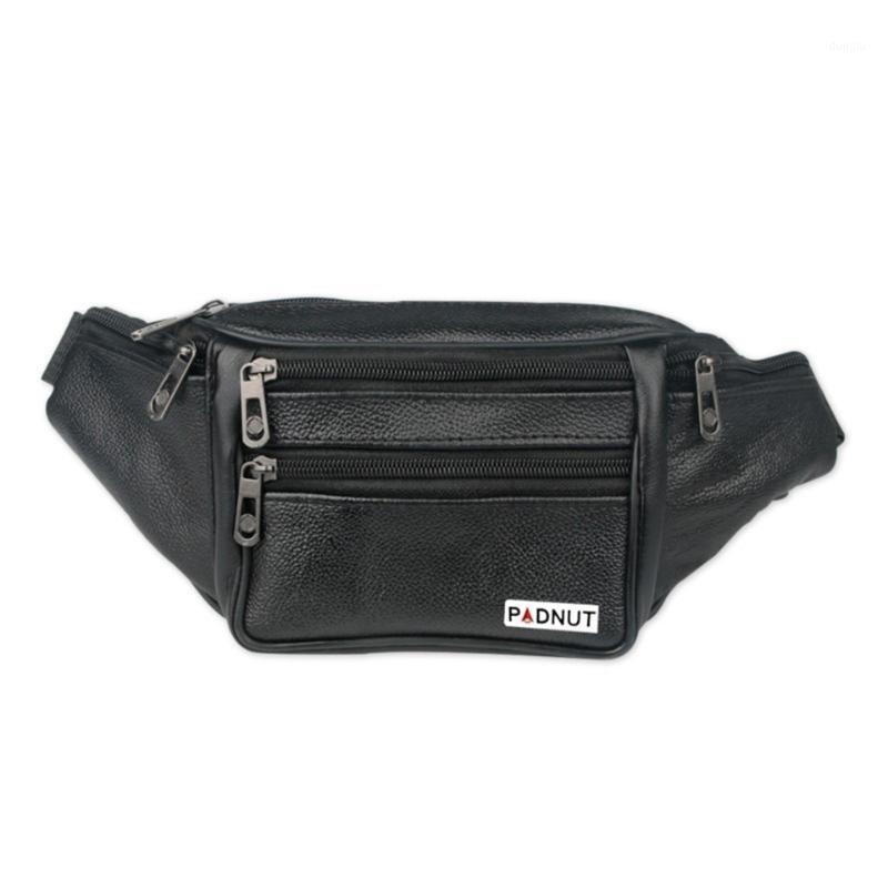 

Vintage Leather Waist Bag Male Unisex Fanny Pack Sling Belt Bag For Men Bum Chest Bags Money Key Phone Pouch Man Small Purse1, Black