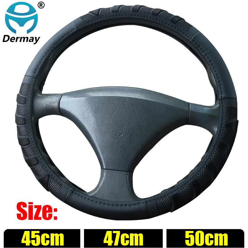 

Size 45cm 47cm 50cm Black Steering Wheel Cover faux Leather Massage Design for Car SUV Bus Truck Boat Steering Wheel