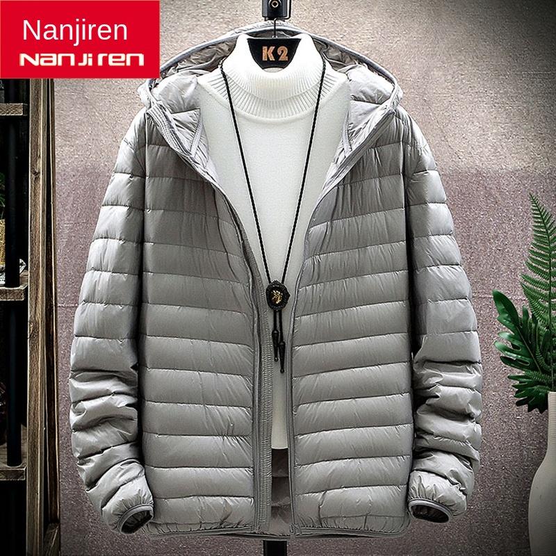 

Lightweight down jacket men's thin 2020 New Style Men's short autumn winter hooded light coat trend, Black
