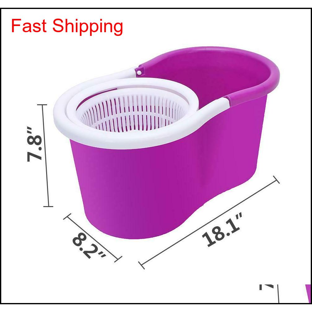 

360rotating Head Easy Magic Floor Mop Bucket 2x Head Microf jllTfH xmh_home