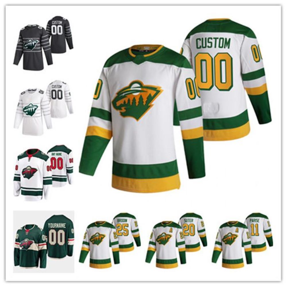 

Minnesota Wild 2021 Reverse Retro Cam Talbot Ryan Suter Devan Dubnyk Galchenyuk Johansson Bonino Fiala kaprizov Zach Parise Hockey Jersey, Colour 2