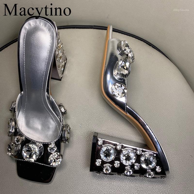

Summer Women Mules Design slippers Sandals Square Chunky High Heel slides Silver Beaded Women shoes Summer Woman Outside Shoes1, Pic style