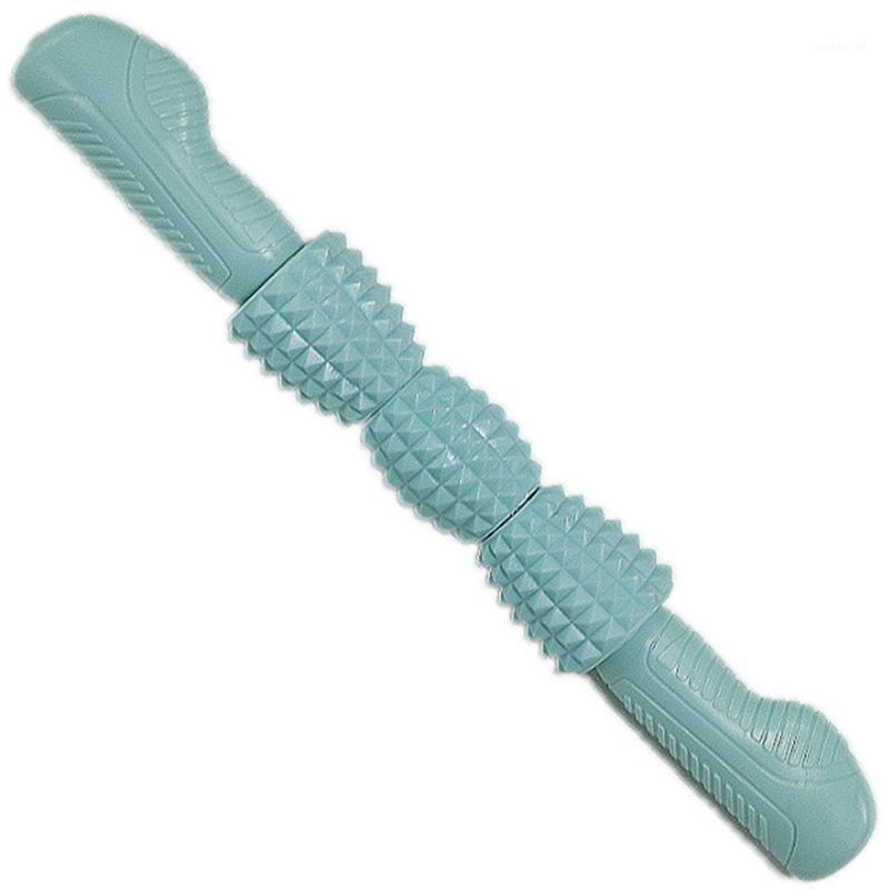

Hand-Held Massage Sticks Tendon Sticks Three-Wheel Rollers for Whole Body Yoga1, Blue