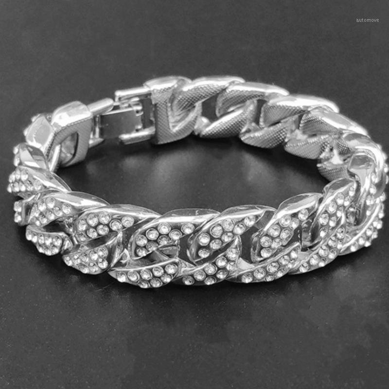 

Men 15MM full zircon Cuban chain link hip hop bracelet out fashion bracelet chain1
