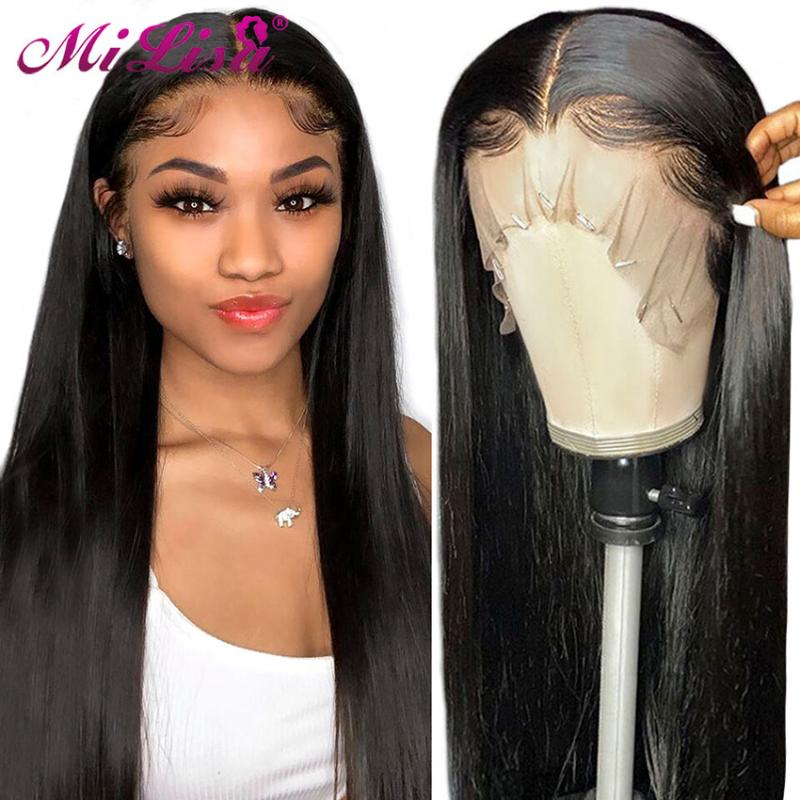 

Mi Lisa 13x6 Straight Lace Front Wigs For Women Lace Front Human Hair Pre Plucked Peruvian Wigs Transparent HD Frontal Wig, As pic