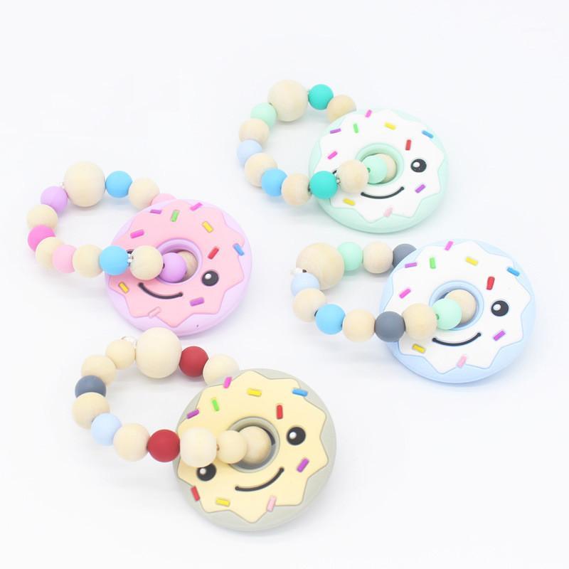 

Baby Teething Toy Donuts Silicone Bracelet Can Chew Nursing Bracelet Organic Silicone Teether Beads DIY Bracelets1