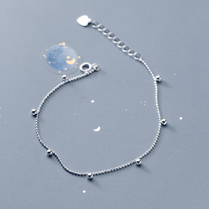

S925 Sterling SilverColor Simple Temperament Beaded Chain 19.5CM Bracelet For Women Lady Daughter Jewelry