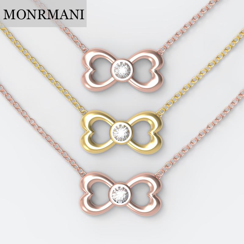 

Simple Bowknot Necklaces For Women Cute Neck Chain Pendant Fine Jewelry Evening Party Girl Shiny Crystal Zircon Drop Shipping