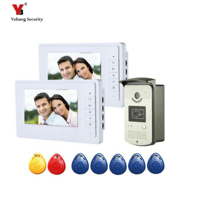 

Yobang Security 7 inch Monitor Video Door Phone Intercom Aluminum Alloy Camera RFID Keyfobs Unlock Door bell Doorphone