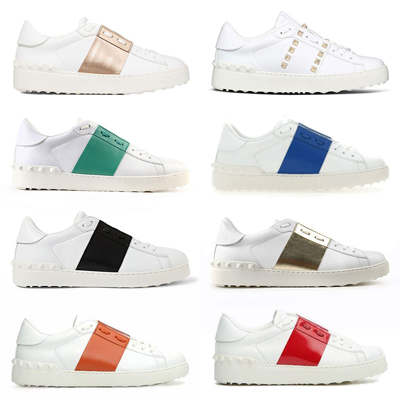 

2022 Spring New Flats Sports Shoes Womens Mens White With Green Metallic Rose Gold Sliver Orange Pink Red Bottom Rivets Designer Lightweight Big Size US 12 Sneakers, No (8)