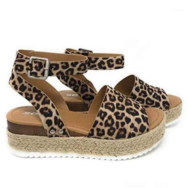 

New summer muffin with buckle sandals, female leopard, rope, woven wedge, female sandals, casual fashion shoes1, 06
