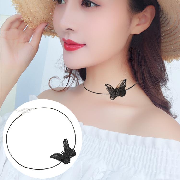 

High-end lace clavicle chain women's short butterfly neckband daily accessories best party gift