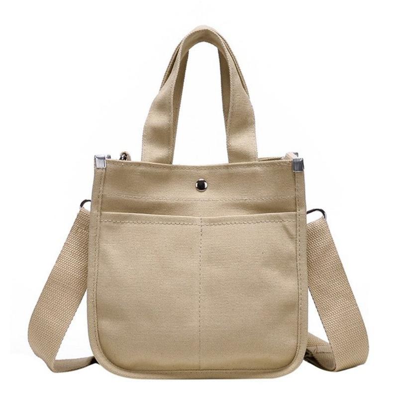 

INS Style Womens Messenger Bag Hand Portable High Capacity Shoulder Bag Outdoor Shopping Student Canvas Material, Black