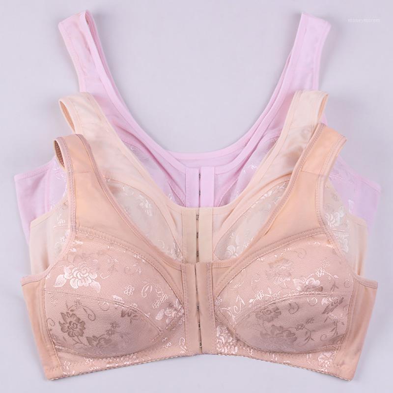 

Lingerie Front Close Buckle T-back Bra For Women Wireless Push Up Cotton Brassiere Leisure Comfortble Underwear Plus Size1, Beige