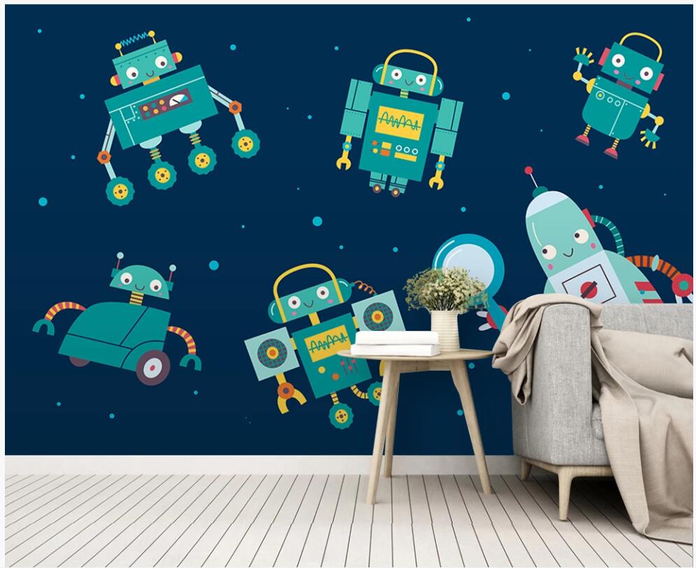

3d wallpaper custom photo Modern cartoon robot starry sky children's room decor 3d wall murals wallpaper for walls 3 d in the living room, Non-woven wallpaper
