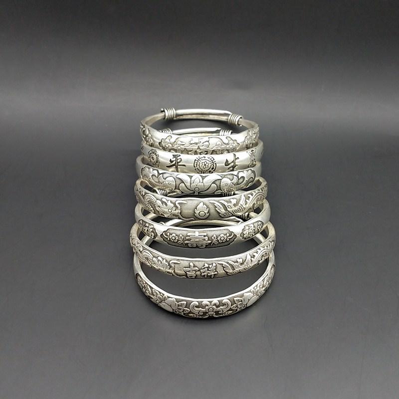 

Pure manual push-pull Bracelet Silver art RETRO Fuzi Dragon Phoenix Bracelet
