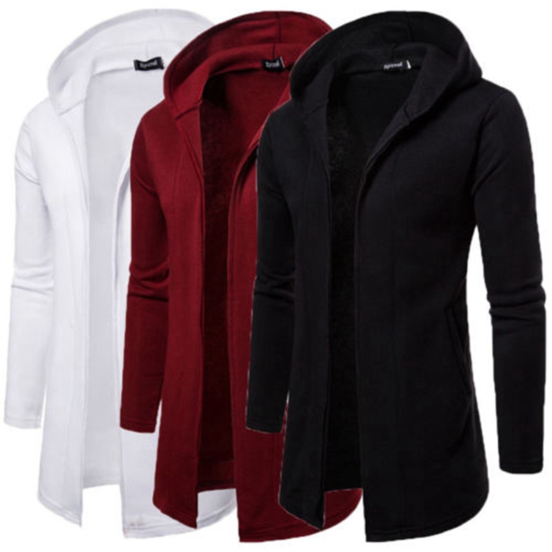 

Men Casual Slim Fit Long Sleeve Hooded Cardigan Trench Coat Jacket Suit, Black