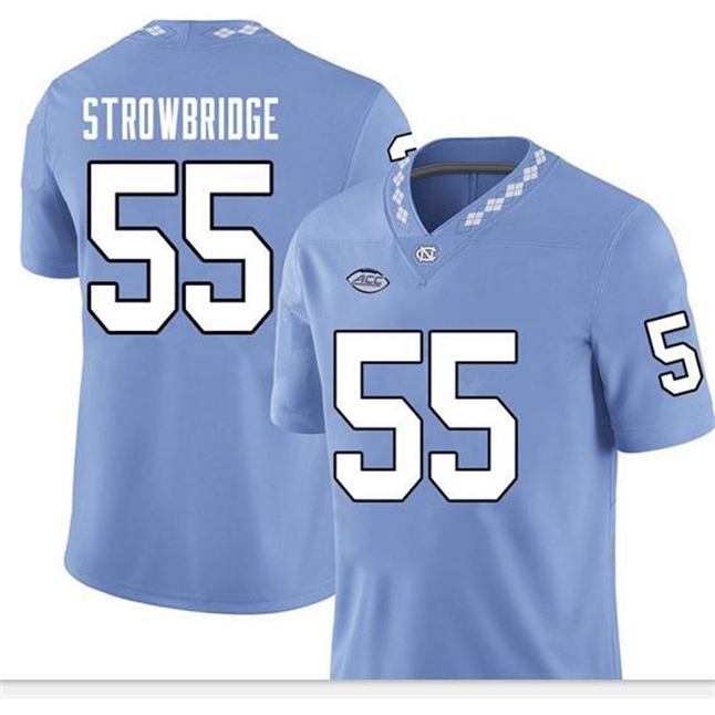 

Cheap 2604 UNC Tarheels Jason Strowbridge #55 real Full embroidery College Jersey Size S-4XL or custom any name or number jersey, Black