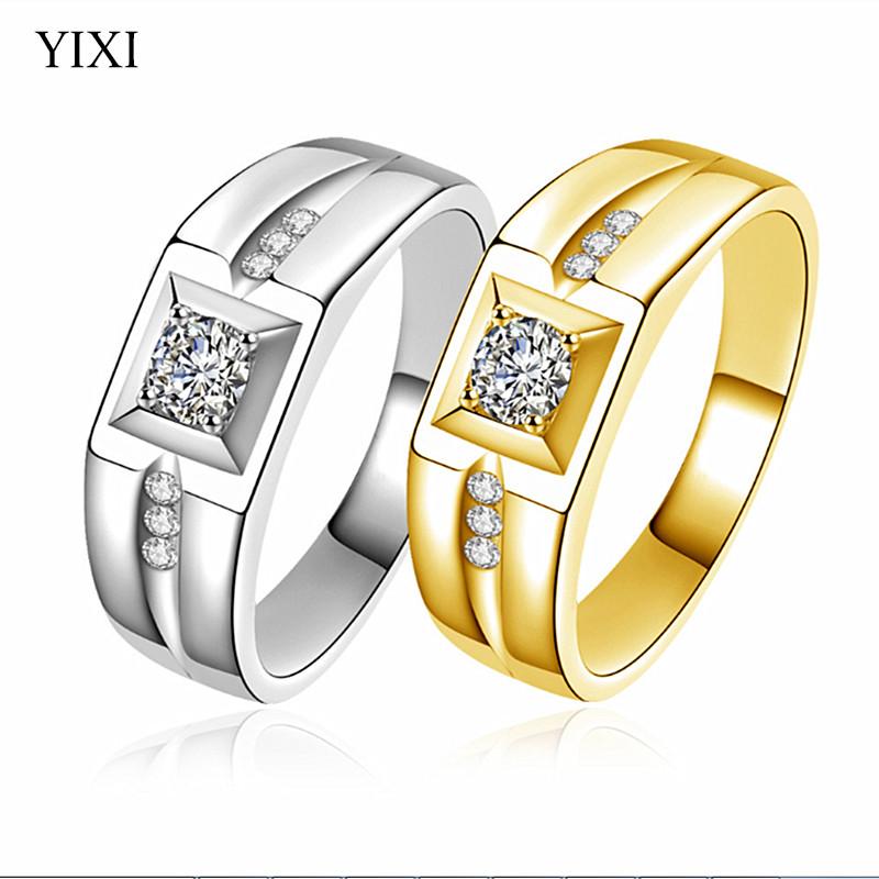 

YIXI Women Men Fashion Ring Date Antique Round Cut Cubic Zircon Engagement Rings Silver Gold Color Wedding Jewelry For Anel