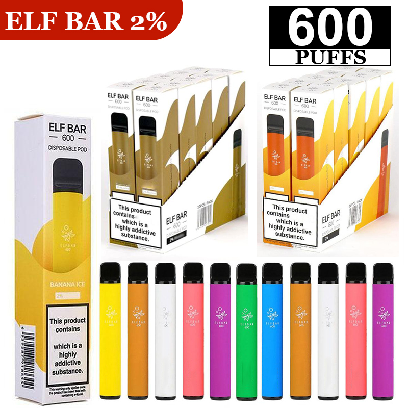 

Elf Bar Disposable Cigarettes 2% Strength 600 Puffs 550mAh 2ml Prefilled Cartridges Vape Pen Pod Device Elfbar Portable Vapes Vaporizers Bar