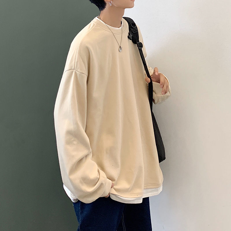 

Sweatshirt 2021 Male Spring New Release Around Neck Two Large M-5xl Youth Clothes 0AX2, Creamy-white.