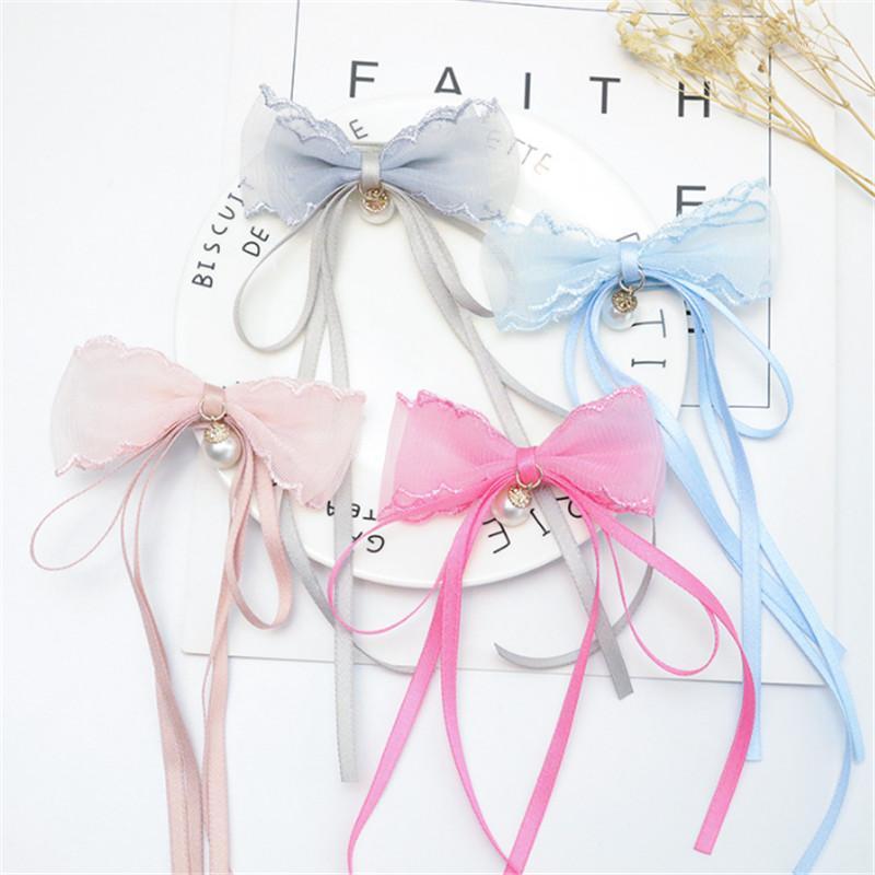 

10pcs/lot Fashion New Pearl Girl Kids Baby Bow Hairpins Bowknot Tassel Hair Clip Children Barrette Festival Show Hair Accessorie1, Blue
