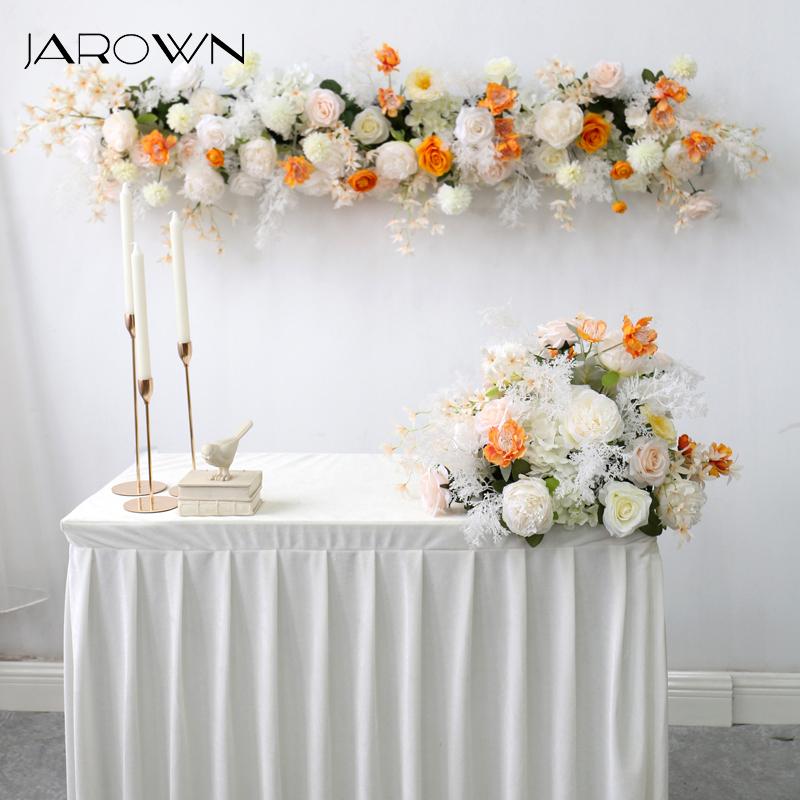 

JAROWN Customized Wedding Flower Row White Orange Event Flowers Shopping Mall Arrangement Floral Home Birthday Party Decoration, Flower ball