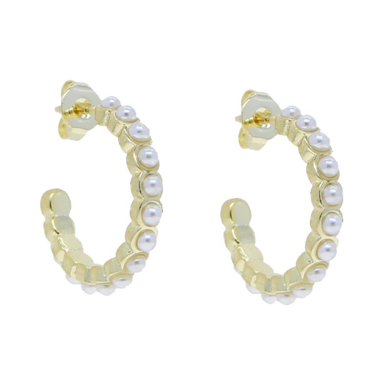 

Hoop & Huggie Delicate White Fresh Pearl Beaded Earring For Women Lovely Girl Gold Color Trendy Wedding Christmas Gift Jewelry Wholesale