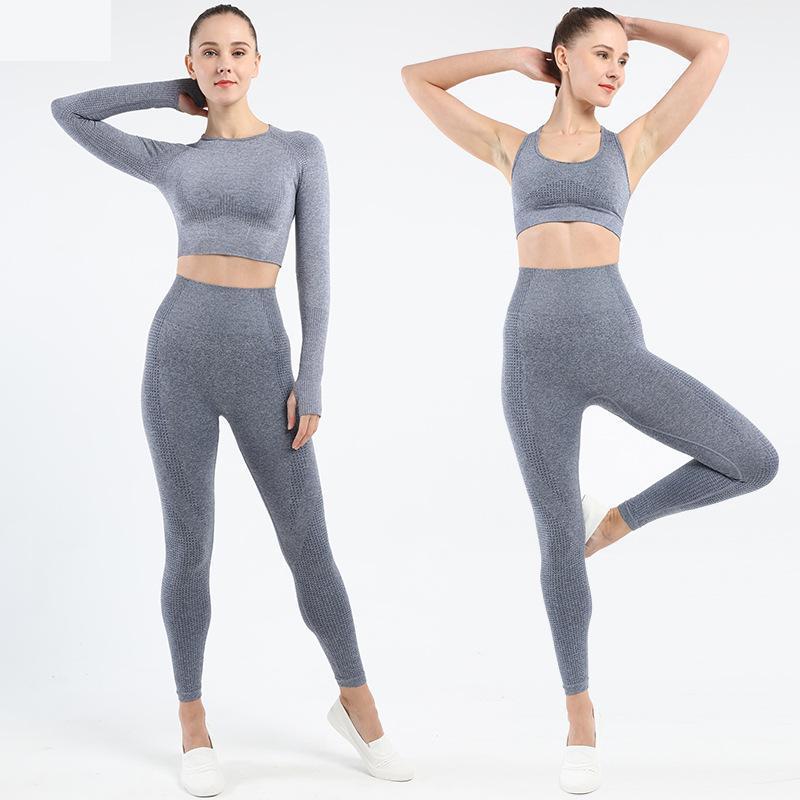 

2 Piece Set Women Vital Seamless Yoga Set Workout Clothes Long Sleeve Fitness Crop Top Shirt+high Waist Gym Leggings Sports Suit1